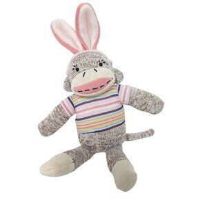 Dan Dee Sock Monkey Easter Plush Bunny Ears 12.5 Inch